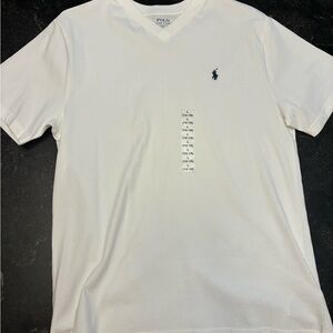 Polo by Ralph Lauren Youth White V-Neck Shirt size 14/16 NEW